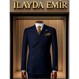İlayda Emir Özel Tasarım Slim Fit Fermuarlı Erkek Takım Elbise Lacivert - 48