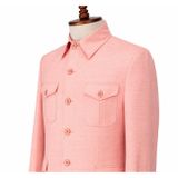 İLAYDA EMİR, Pembe Safari Ceket Takım Elbise, Slim Fit, 4 Cepli, 50 Beden