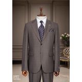 İlayda Emir Regular Kesim, Kırlangıç Yaka, Iki Düğmeli, Blazer, Çizgili, Erkek Takım Elbise, Kahverengi - 6 Drop - 52