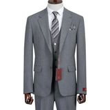 İlayda Emir Slim Fit, 3 Parça Takım Elbise, Erkek Klasik Yelekli, Premium Kumaş, Ofis ve Özel Gün Takımı - Açık Gri - 6 Drop - 54