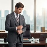 İlayda Emir Slim Fit, 3 Parça Takım Elbise, Erkek Klasik Yelekli, Premium Kumaş, Ofis ve Özel Gün Takımı - Antrasit - Açık Gri - 6 Drop - 58