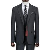 İlayda Emir Slim Fit, 3 Parça Takım Elbise, Erkek Klasik Yelekli, Premium Kumaş, Ofis ve Özel Gün Takımı - Koyu Gri - 6 Drop - 54