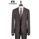 İlayda Emir Slim Fit, 3 Parça Takım Elbise, Erkek Klasik Yelekli, Premium Kumaş, Ofis ve Özel Gün Takımı - Koyu Kahverengi - 6 Drop - 54