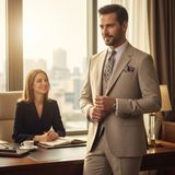 İlayda Emir Slim Fit, 3 Parça Takım Elbise, Erkek Klasik Yelekli, Premium Kumaş, Ofis ve Özel Gün Takımı - Krem - 6 Drop - 58