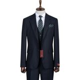 İlayda Emir Slim Fit, 3 Parça Takım Elbise, Erkek Klasik Yelekli, Premium Kumaş, Ofis ve Özel Gün Takımı - Lacivert - 6 Drop - 54