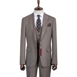 İlayda Emir Slim Fit, 3 Parça Takım Elbise, Erkek Klasik Yelekli, Premium Kumaş, Ofis ve Özel Gün Takımı - Vizon - 6 Drop - 52
