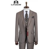 İlayda Emir Slim Fit, 3 Parça Takım Elbise, Erkek Klasik Yelekli, Premium Kumaş, Ofis ve Özel Gün Takımı - Vizon - 6 Drop - 54