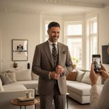 İlayda Emir Slim Fit, 3 Parça Takım Elbise, Erkek Klasik Yelekli, Premium Kumaş, Ofis ve Özel Gün Takımı - Vizon - 6 Drop - 58