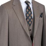 İlayda Emir Slim Fit, 3 Parça Takım Elbise, Erkek Klasik Yelekli, Premium Kumaş, Ofis ve Özel Gün Takımı - Vizon - 6 Drop - 62