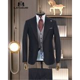 İlayda Emir Slim Fit, Blazer, Kırlangıç Yaka, Tek Düğmeli, Yelekli, Erkek Takım Elbise, Siyah - 6 Drop - 46