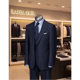 İlayda Emir Slim Fit, Kırlangıç Yaka, Blazer, Iki Düğmeli, Yelekli, Erkek Takım Elbise, Lacivert - 6 Drop - 56