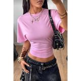 İlayda Toprak Cool Bele Oturan Pembe Geniş Kollu Vücuda Oturan Korse Detaylı Şık Bluz