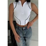 İlayda Toprak Vintage Kadın Beyaz Sıfır Kol Crop T-Shirt