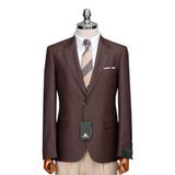 ILAYDÆMIR Erkek Kruvaze Slim Fit Takım Elbise, Kahverengi,%30 Viskon%70 Pamuk, 75 cm Ceket Boyu (KAHVERENGİ, 54)