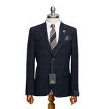 ILAYDÆMIR Slim Fit Kareli Blazer Erkek Ceket,%70 Yün, Kahverengi