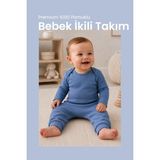 İlays Babywearing Bebek Ikili Ev Giyim - Pijama Takımı Bebek Pijaması Bebek Takımı Bebek Alt Üst Takım - İndigo