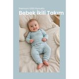 İlays Babywearing Bebek Ikili Ev Giyim - Pijama Takımı Bebek Pijaması Bebek Takımı Bebek Alt Üst Takım - Mint