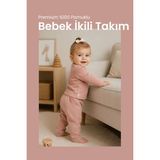İlays Babywearing Bebek Ikili Ev Giyim - Pijama Takımı Bebek Pijaması Bebek Takımı Bebek Alt Üst Takım - Soğan Kabuğu