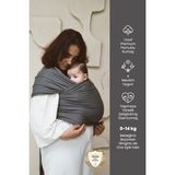 İlays Babywearing Mabel Esnek Wrap Sling 0-2 Yaş Antrasit Renkli 0-16 kg Taşıma Kapasitesi ile Premium Pamuk