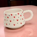 İlbay Çini Takı Ilbay Seramik Klasik Kırmızı Kalpli Kupa Bardak Mug Neskafe Fincanı