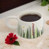 İlbay Çini Takı Klasik Seramik Kupa Mug Beyaz Papatya