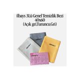 İlbay's 3Lü Genel Temizlik Bezi 40x60 (Gri,Füme,Turuncu) | İLBAYS