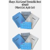 İLBAY'S İlbys 3Lü Genel Temizlik Bezi 40x60 2 PAKET (Mavi,Füme,Gri)
