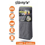 İLBAY'S Mikrofiber Araba Yıkama ve Kurulama Bezi Gri 50x80 cm Tekli