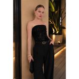 İldies store Straplez pullu bluz siyah