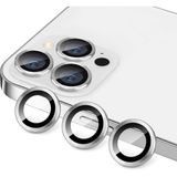 ile uyumlu Kamera Lens Koruyucu 9H Temperli HD Cam Kamera Koruyucu Metal Darbeye Dayanıklı Çizilmez Kasa (Gümüş, iPhone 12Promax)