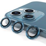 ile uyumlu Kamera Lens Koruyucu 9H Temperli HD Cam Kamera Koruyucu Metal Darbeye Dayanıklı Çizilmez Kasa (Mavi, iPhone 11Pro / 11Promax / 12Pro)
