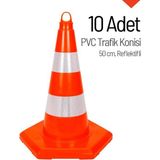 İleri Trafik 10 Adet PVC Trafik Konisi 50 cm Reflektifli - Ağırlıksız Trafik Dubası