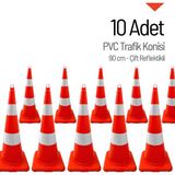 İleri Trafik 10 Adet PVC Trafik Konisi 90 cm Çift Reflektikli - Ağırlıksız Trafik Dubası