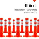 İleri Trafik 10`lu Delinatör Set 45 X 8 Cm %100 Tpu, Esnek Duba