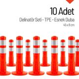 İleri Trafik 10`lu Delinatör Set 45 x 8 cm Tpe, Esnek Duba