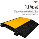 İleri Trafik 10'lu Kablo Kanallı Hız Kesici 3 Kanallı, Yol Kasisi 60 x 50 x 7,5 cm