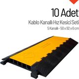 İleri Trafik 10'lu Kablo Kanallı Hız Kesici 5 Kanallı, Yol Kasisi 50 x 92 x 6 cm - Siyah