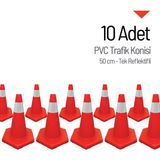 İleri Trafik 10'lu Pvc Trafik Konisi Seti 50 cm Tek Reflektifli Trafik Dubası