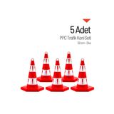 İleri Trafik 5 Adet Eko Trafik Konisi 50 cm - Ağırlıksız Trafik Dubası