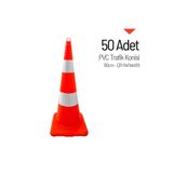 İleri Trafik 50 Adet Pvc Trafik Konisi 90 Cm Çift Reflektifli Trafik Dubası Seti