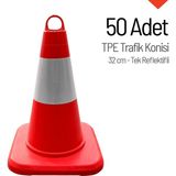 İleri Trafik 50'Li Tpe Trafik Konisi Seti 32 Cm Tek Reflektifli Trafik Dubası