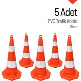 İleri Trafik 5'li Pvc Trafik Konisi Seti 75 cm Trafik Dubası