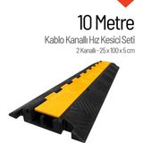 İleri Trafik Kablo Kanallı Hız Kesici Seti 10 Metre - 2 Kanallı 25 x 100 x 5 cm - Siyah