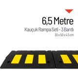 İleri Trafik Kauçuk Rampa Set, Otopark Rampası, Kaldırım Rampası 30 x 50 x 4,5 cm - 3 Bantlı - 6,5 Metre