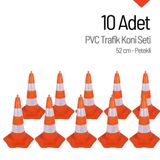 İleri Trafik Pvc Trafik Konisi 10 Adet 52 cm Trafik Dubası