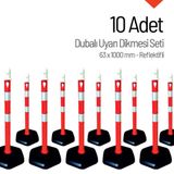 İleri Trafik Reflektifli 10`lu Set 63x1000 mm Dubalı Uyarı Dikmesi