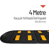 İleri Trafik Reflektifli Kauçuk Hız Kesici 4 Bantlı - 4 Metre Set - Sarı - Siyah