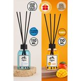 Ilgaz 2 x 1 Okyanus + Mango Oda Kokusu 110 ml Ocean + Mango Bambu Çubuklu Oda Ortam Kokusu