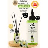 Ilgaz 2'li Set Yasemin Bambu Yedek Likit Yedek Şişe 200 ml + Jasmine Çubuklu Oda Kokusu 110 ml