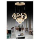 Ilgaz Aydınlatma 6 Kollu Damla Rose Gold 4 Toplu Sarkıt Şık Led Avize (Dimmer Kumandalı)